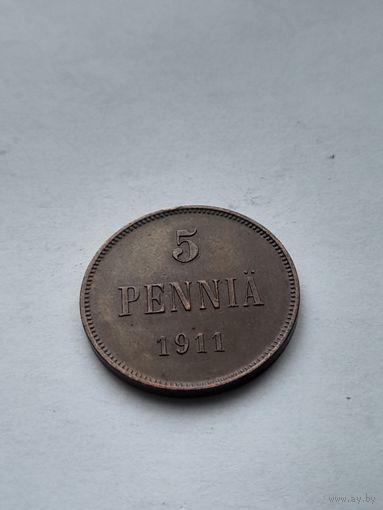 5 пенни 1911г. Россия для Финляндии.