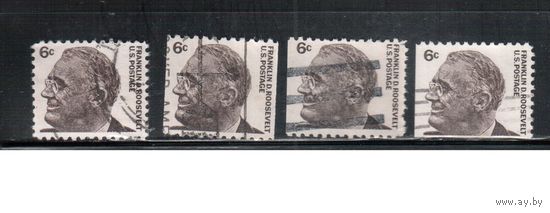 США-1966, (Мих.894 А+С+D+Е) , гаш. , Стандарт, Рузвельт(одиночка), 4 зубцовки