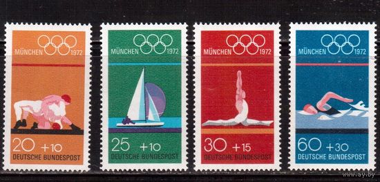 Германия(ФРГ)-1972,(Мих.719-722), ** , Спорт, ОИ-1972