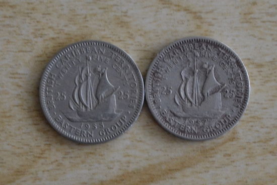 Восточные Карибы 25 центов 1955 и 1957