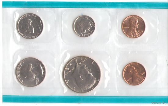 Годовой набор монет США 1972 г. (1; 1S; 5; 10; 25; 50 центов) _UNC