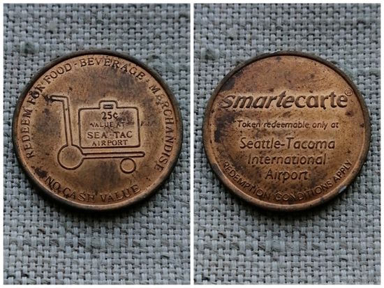 Жетон (торговый на тележку)  25 Cent (Smartecarte) США. Латунь.