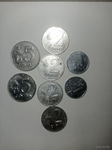 Литва 5 центов, 2 цента, 1цент. 1991 г.