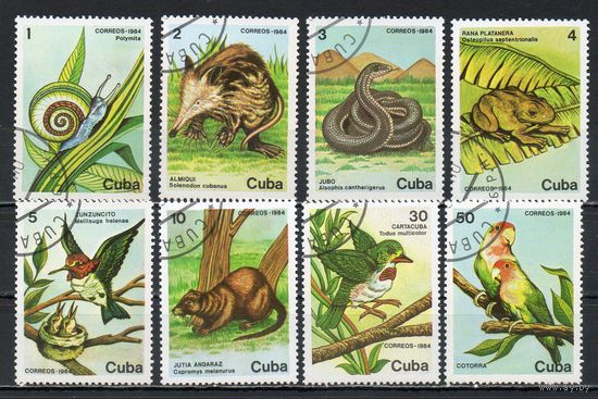 Охраняемые животные Куба 1984 год серия из 8 марок
