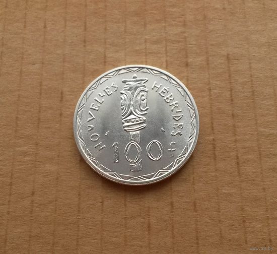 Новые Гебриды, франц.-брит. совладение (теперь Вануату), 100 франков 1966 г., серебро