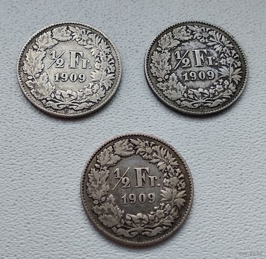 Швейцария 1/2 франка, 1909 7-6-21*23