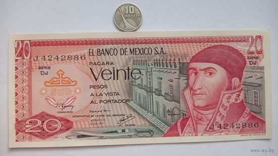 Werty71 Мексика 20 песо 1977 UNC банкнота