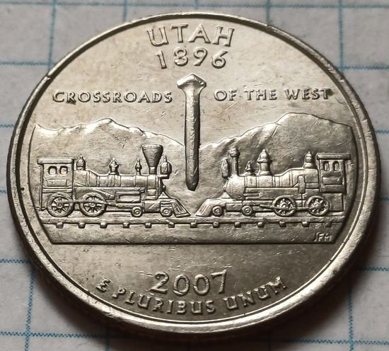 США 1/4 доллара, 2007 Квотер штата Юта    P      ( 2-7-4 )