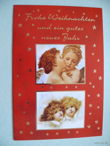Современная открытка, Счастливого Рождества и счастливого Нового года! (на немецком языке), выходных данных нет (ангелы).