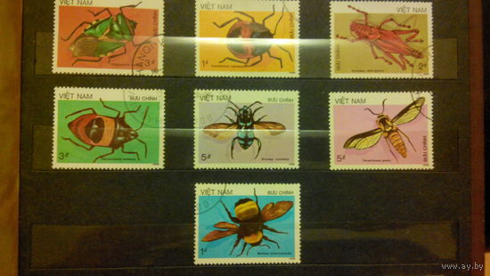Жуки, насекомые, марки, фауна, Вьетнам, 1987