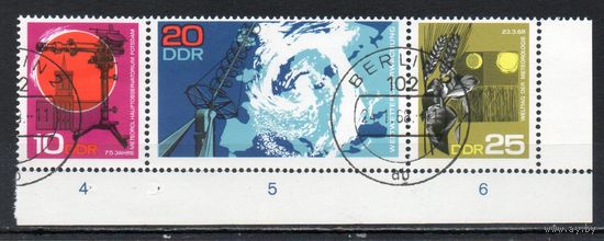 75-летие Главной метеорологической обсерватории в Потсдаме ГДР  1968 год серия из 3-х марок в сцепке