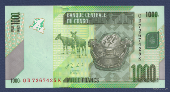 Конго, 1000 франков 2013 г., P-101b, UNC
