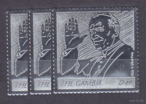 2005 Гамбия 5556 серебро x3 Папа Иоанн Павел II с поднятой рукой 18,00 евро