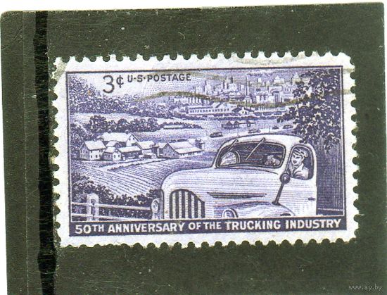 США. Ми-645. Грузовик, ферма и дальний город. 50 лет автомобильной промышленности.1953.