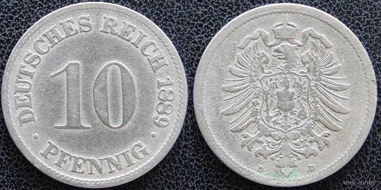 YS: Германия, Рейх, 10 пфеннигов 1889D, KM# 4