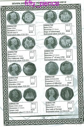 КАТАЛОГ 50-ти пенсовых монет 1969-2012(Великобритания),9 стран,новый,читать описание