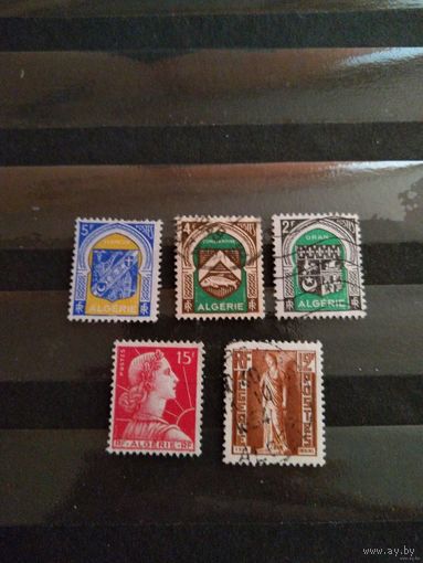5 марок французской колонии Алжир герб искусство (5-1)