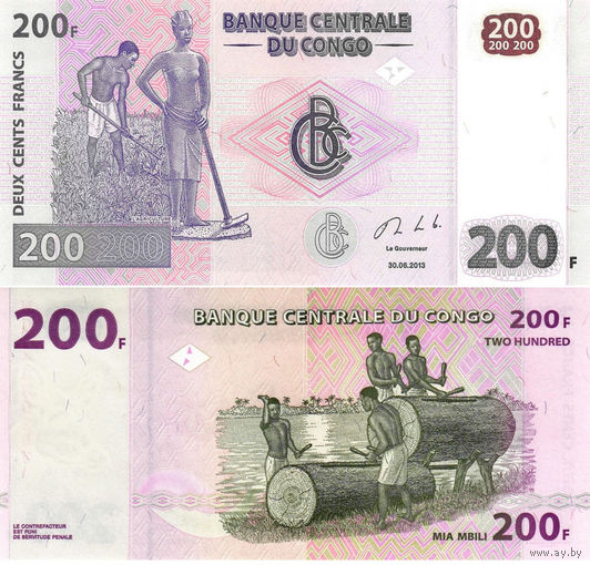 Конго 200 Франков 2013 UNC П1-46