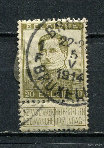 Бельгия - 1912/1913 - Король Альберт I 20C - [Mi.101II] - 1 марка. Гашеная.  (Лот 16Dv)