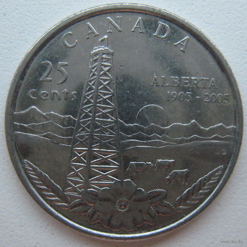Канада 25 центов 2005 г. 100 лет провинции Альберта