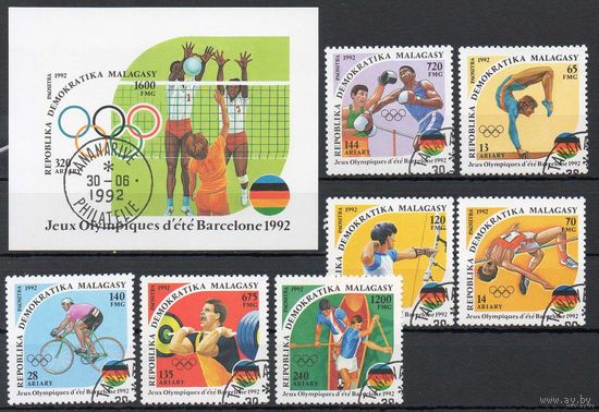 Мадагаскар 1992. Олимпийские игры. Спорт. Полная серия из 7 марок и 1 блока.