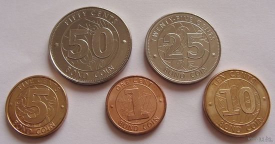 Зимбабве. набор из 5 монет 1,5,10,25,50 центов 2014 год