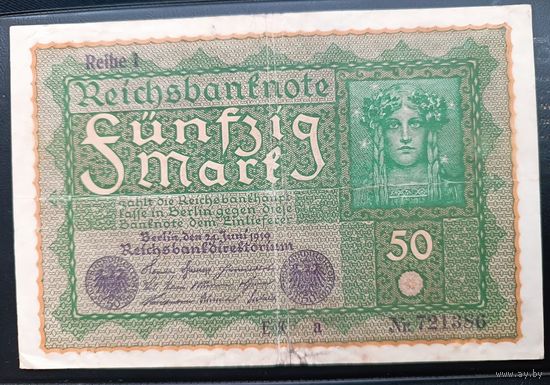 50 марок 1919 REICHSBANKNOTE Банкнота Веймарская республика  Берлин