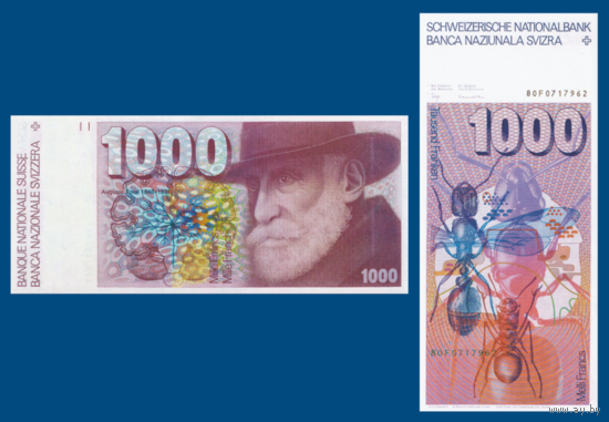 [КОПИЯ] Швейцария 1000 франков 1980г.