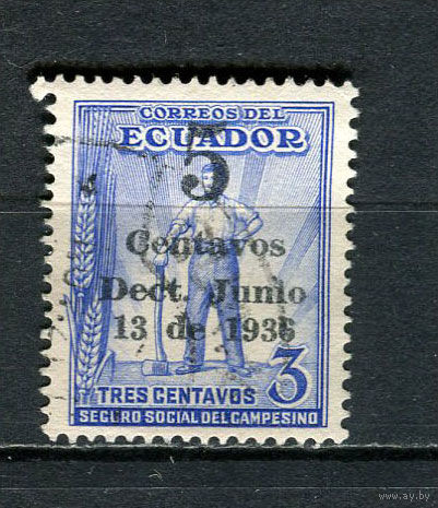Эквадор - 1936 - Zwangszuschlagsmarken 3С с надпечаткой  - [Mi. 34z] - полная серия - 1 марка. Гашеная.  (LOT EV44)-T10P23