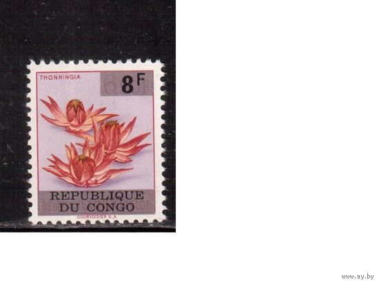 Конго-1964,(Мих.190)  **  , Флора, Цветы, Новый номинал