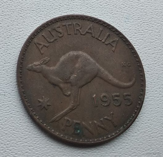 Австралия 1 пенни, 1955 - Без точки, Мельбурна 5-14-4