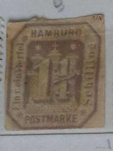 Почтовая марка Гамбурга.  Дата выпуска:1866-04-27   !!!