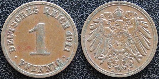 YS: Германия, Рейх, 1 пфенниг 1911A, KM# 10 (1)