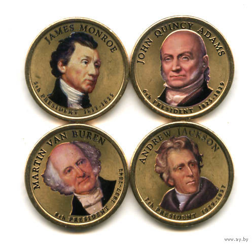 США набор 2008 президенты США ЦВЕТНЫЕ "золотые доллары" UNC