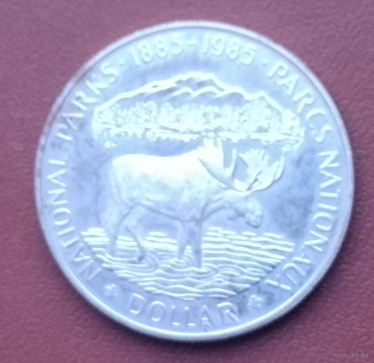Серебро 0,500! Канада 1 доллар, 1985 100 лет Национальным паркам