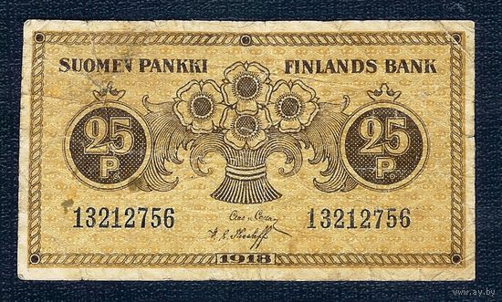 Финляндия, 25 пенни 1918 год.