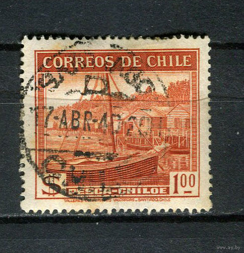 Чили - 1938/1940 - Парусник 1Р - [Mi.239] - 1 марка. Гашеная.  (Лот 42EH)-T5P9