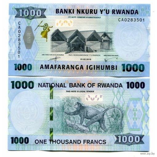 Руанда 1000 франков образца 2019 года UNC p39