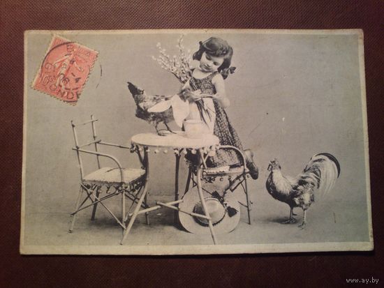 Винтажная открытка,Франция.Подписана . Штамп 21.04.1906 г.