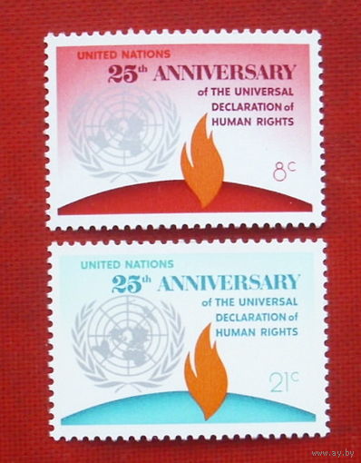 США. Нью-Йорк. ООН. Права человека. ( 2 марки ) 1973 года. 6-15.