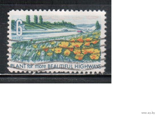 США-1969, (Мих.977) , гаш. , Парки, Цветы,