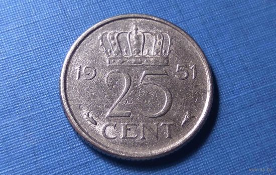 25 центов 1951. Нидерланды.