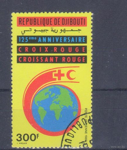 [981] Джибути 1988. 125-летие Красного Креста. Одиночный выпуск.Гашеная марка.
