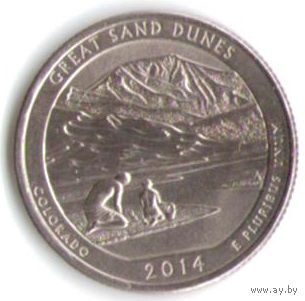 25 центов 2014 г. Парк=24 Национальный парк Грейт-Санд-Дьюнс Колорадо Двор D _UNC