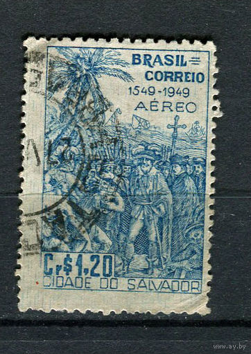 Бразилия - 1949 - 400-летие Сальвадора 1,20Cr. Авиамарка - [Mi.742] - 1 марка. Гашеная.  (Лот 17EQ)-T7P7