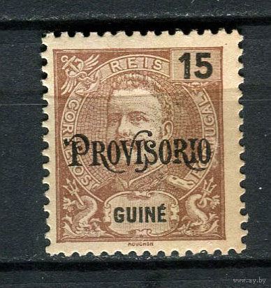 Португальские колонии - Гвинея - 1902 - Надпечатка PROVISORIO на 15R - [Mi.76] - 1 марка. MH.  (Лот 69Du)