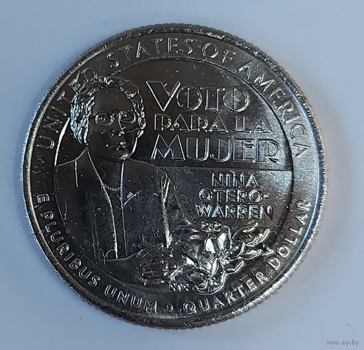 25 центов США 2022 Выдающиеся Женщины Америки Нина Отеро-Уоррен 4-я монета Двор P и D