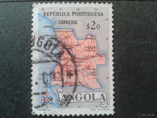 Ангола колония Португалии 1955 карта