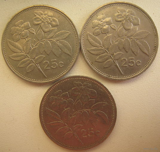 Мальта 25 центов 1993, 1995 гг. Цена за 1 шт. (gl)