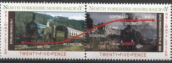 Великобритания (NYMR) 1995 год. Железная дорога в Норт-Йоркшире. Поезд. Паровоз. Локомотив. **